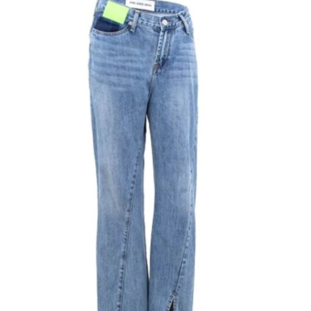 😎😎😎Fabulous Ann Andelman Asymmetrical Twisted Flared Jeans Blue EUC